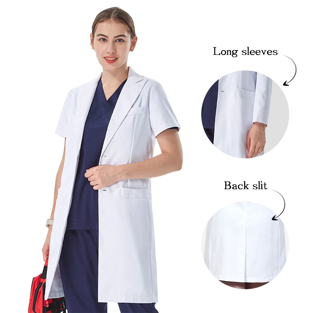Medical Lab Hospital - Dobrze dopasowany biały fartuch medyczny z